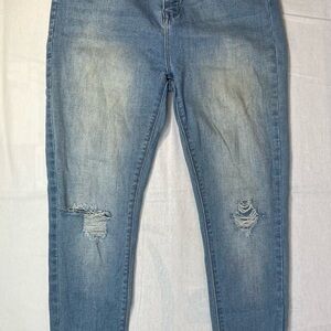 Fashion Nova Light Blue Distressed Boyfriend Jeans